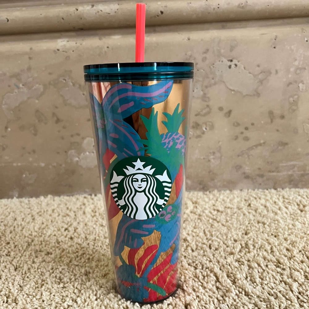 🆕 Starbucks 2022 🌴 Summer Aqua Terra Tropical Venti Tumbler 💚💙
